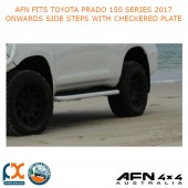 AFN FITS TOYOTA PRADO 150 SERIES 2017 ONWARDS SIDE STEPS WITH CHECKERED PLATE