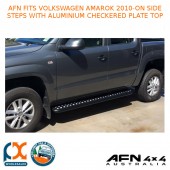 AFN FITS VOLKSWAGEN AMAROK 2010-ON SIDE STEPS WITH ALUMINIUM CHECKERED PLATE TOP