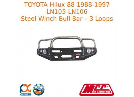 Mcc Steel Bull Bar 3 Loops S/s Fits Hilux 88 - 97 Ln106 4x4 Winch Arb Tjm