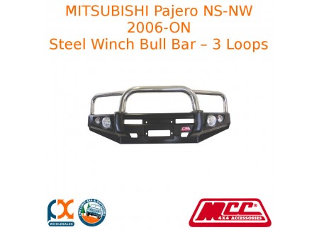 Mcc Falcon Steel Winch Bull Bar - 3 Loops Fits Mitsubishi Pajero Ns-nw-02004-001