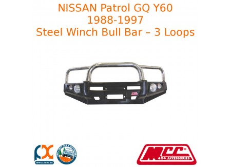 Mcc Falcon Steel Winch Bull Bar – 3 Loops Fits Nissan Patrol Gq Y60 - 03001-001