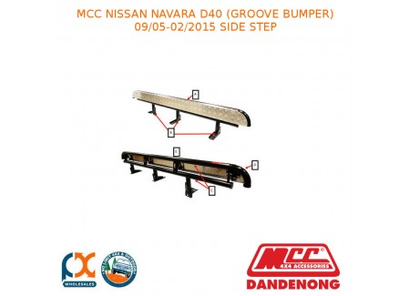 Mcc Bullbar Side Step Fits Nissan Navara D40 (groove Bumper) (09/05-02/15)black