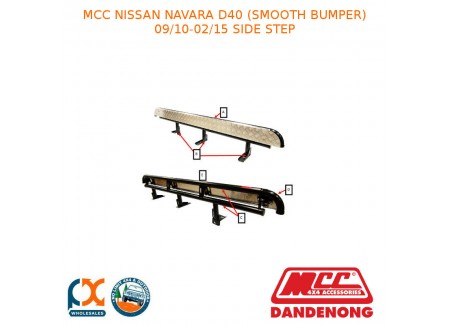 Mcc Bullbar Side Step Fits Nissan Navara D40 (smooth Bumper)(09/10-02/15)black