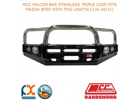 Mcc Falcon Bar Stainless Triple Loop Fits Mazda Bt50 With Fog Lights(11/6-10/11)