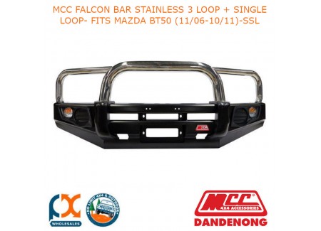 Mcc Falcon Bar Stainless 3 Loop + Single Loop- Fits Mazda Bt50 (11/06-10/11)-ssl