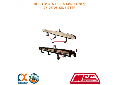 Mcc Bullbar Side Step Fits Toyota Hilux (4wd Only) (1997-03/2005) - Black