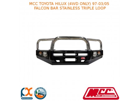 Mcc Falcon Bar Stainless Triple Loop-hilux (4wd Only) With Fog Lights (97-03/05)