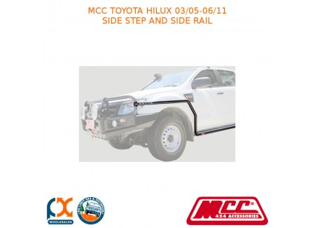 Mcc Bullbar Side Step And Side Rail Fits Toyota Hilux (03/05-06/11) - Black