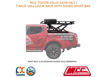 Mcc T-rack 185x125cm Rack W/ Swing Sport Bar Fits Toyota Hilux (3/05-6/11)-black