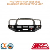 MCC FALCON BAR STAINLESS 3 LOOP FITS TOYOTA HILUX WITH FOG LIGHTS (03/05-06/11)