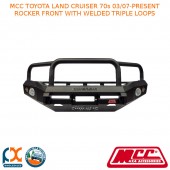 MCC BULLBAR ROCKER FRONT WITH WELDED TRIPLE LOOPS FITS TOYOTA LAND CRUISER 70S (03/2007-PRESENT) (WITH FOG)