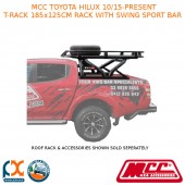 MCC T-RACK 185x125CM RACK WITH SWING SPORT BAR FITS TOYOTA HILUX (10/15-PRESENT)