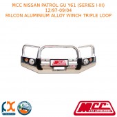 MCC FALCON BAR ALUMINIUM ALLOY WINCH TRIPLE LOOP FITS NISSAN PATROL GU Y61 (SERIES I-III) (12/1997-09/2004) (WITH FOG AND UNDER PROTECTION)