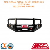 MCC FALCON BAR A-FRAME FITS NISSAN PATROL GU Y61 (SERIES I-III) (12/1997-09/2004) (WITH FOG AND UNDER PROTECTION)