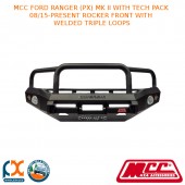 MCC BULLBAR ROCKER FRONT WITH WELDED TRIPLE LOOPS FITS FORD RANGER (PX) MK II WITH TECH PACK (08/2015-PRESENT) (WITH FOG)