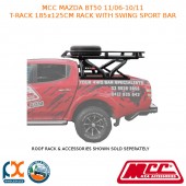 MCC T-RACK 185x125CM RACK W/ SWING SPORT BAR FITS MAZDA BT50 (11/06-10/11)-BLACK