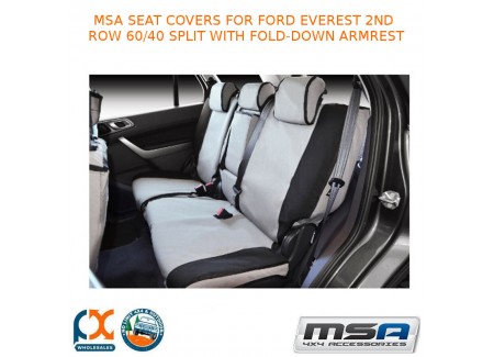 Msa Seat Covers Fits Ford Everest 2nd Row 60/40 Split With Fold-down Armrest