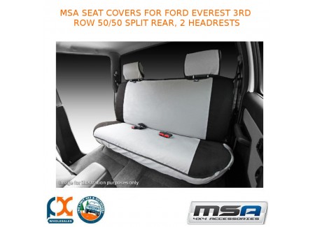 Msa Seat Covers Fits Ford Everest 3rd Row 50/50 Split Rear, 2 Headrests