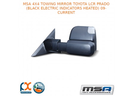 Msa 4x4 Towing Mirror Fits Toyota Lc Prado (black Electric Indicators Heated)9-c