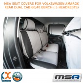 MSA SEAT COVERS FITS VOLKSWAGEN AMAROK REAR DUAL CAB 60/40 BENCH ( 3 HEADRESTS)