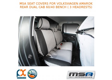 Msa Seat Covers Fits Volkswagen Amarok Rear Dual Cab 60/40 Bench (3 Headrests)