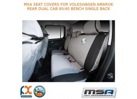 Msa Seat Covers Fits Volkswagen Amarok Rear Dual Cab 60/40 Bench Single Back