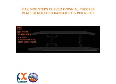 Piak Side Step Curved Down Al Checker Plate Black Fits Ford Ranger Px/pxii/pxiii