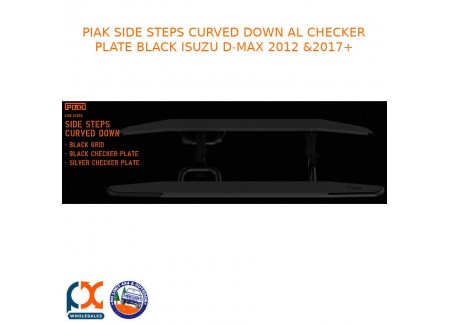 Piak Side Steps Curved Down Al Checker Plate Black Isuzu D-max 2012 &2017+