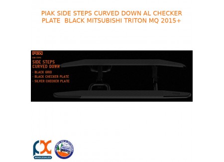 Piak Side Step Curved Down Al Checker Plate Black Fits Mitsubishi Triton Mq 15+