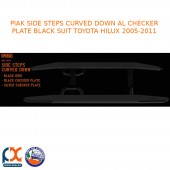 PIAK SIDE STEPS CURVED DOWN AL CHECKER PLATE BLACK FITS TOYOTA HILUX 2005-2011