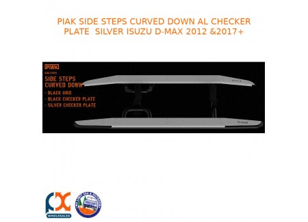 Piak Side Step Curved Down Al Checker Plate Silver Fits Isuzu D-max 2012 & 2017+