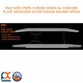 PIAK SIDE STEPS CURVED DOWN AL CHECKER PLATE SILVER FITS NISSAN NAVARA NP300