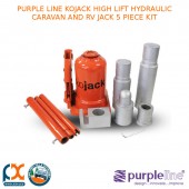 PURPLE LINE KOJACK HIGH LIFT HYDRAULIC CARAVAN AND RV JACK 5 PIECE KIT